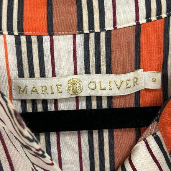 Marie Oliver Lachlan Silk Blend Tiered Mini Dress in Orange Stripe Womens Small - Picture 2 of 5
